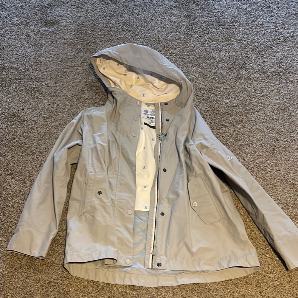 Women's Ice Blue/Gray Barbour Hooded Jacket